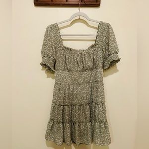 Sage Green, Ruffle Tier Dress, Size L